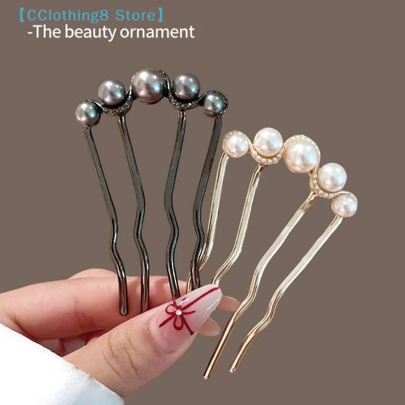 1 Pezzo Forcina per Capelli con Perle, Fermaglio a U in Metallo, Accessorio Ornamentale per Capelli da Donna e Ragazza【AliS8】