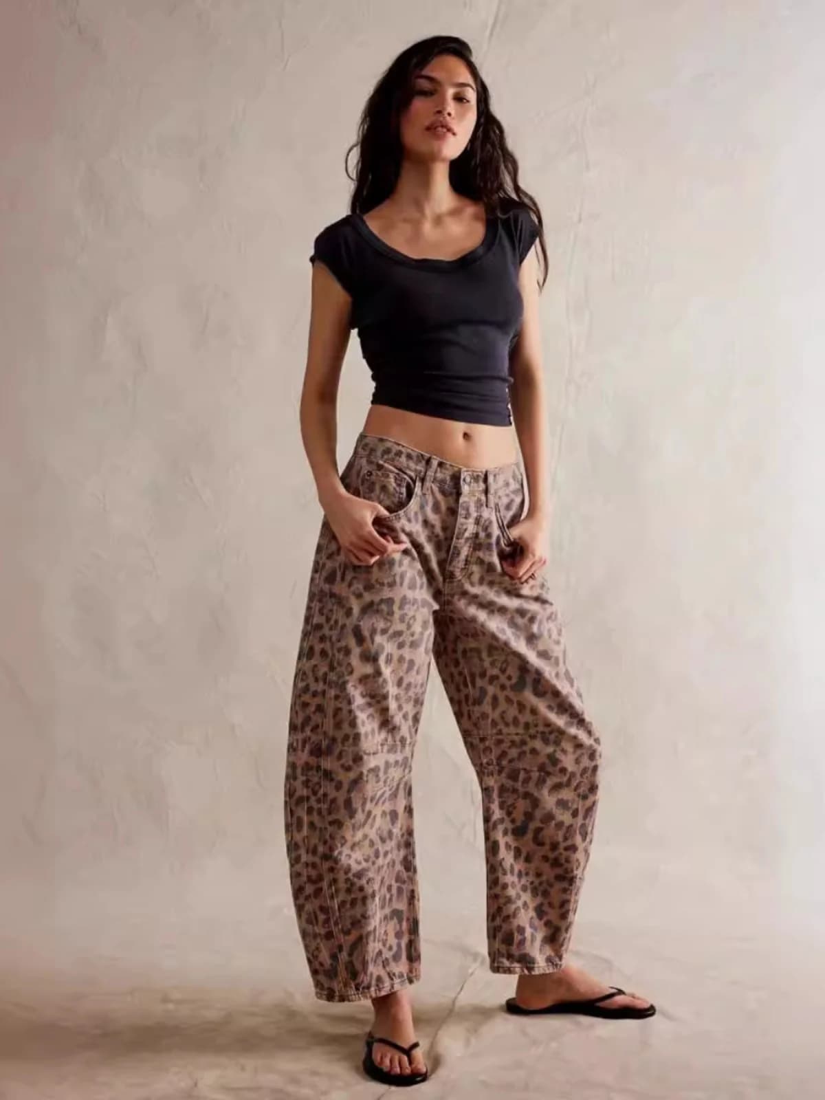 Casual Loose Women's Jeans 2024 Autumn Low Waist Nine Points Blue Denim Casual Loose Trousers for Ladies