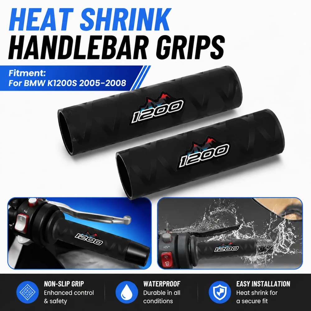 Motorcycle Heat Shrinkable Grips Rubber Non-slip Handle Bar Grip Glove ​For K1200S K 1200 K1200 S 2005-2008 Accessories