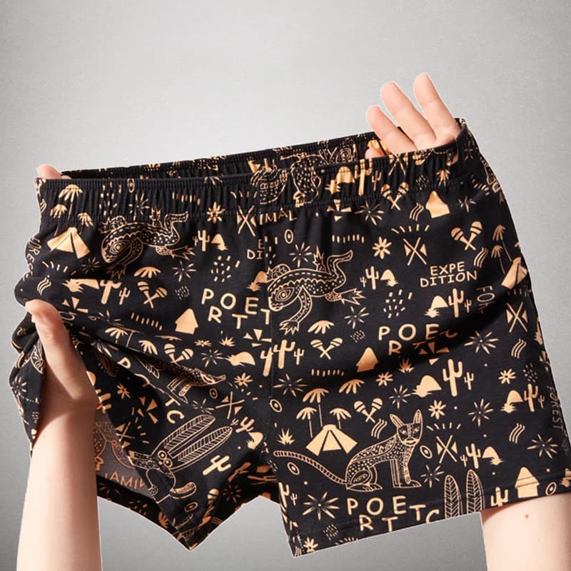 Pantaloni da uomo in cotone con freccia, biancheria intima sottile stampata, boxer larghi e traspiranti, abbigliamento per la casa, mutande da notte comode e casual da uomo