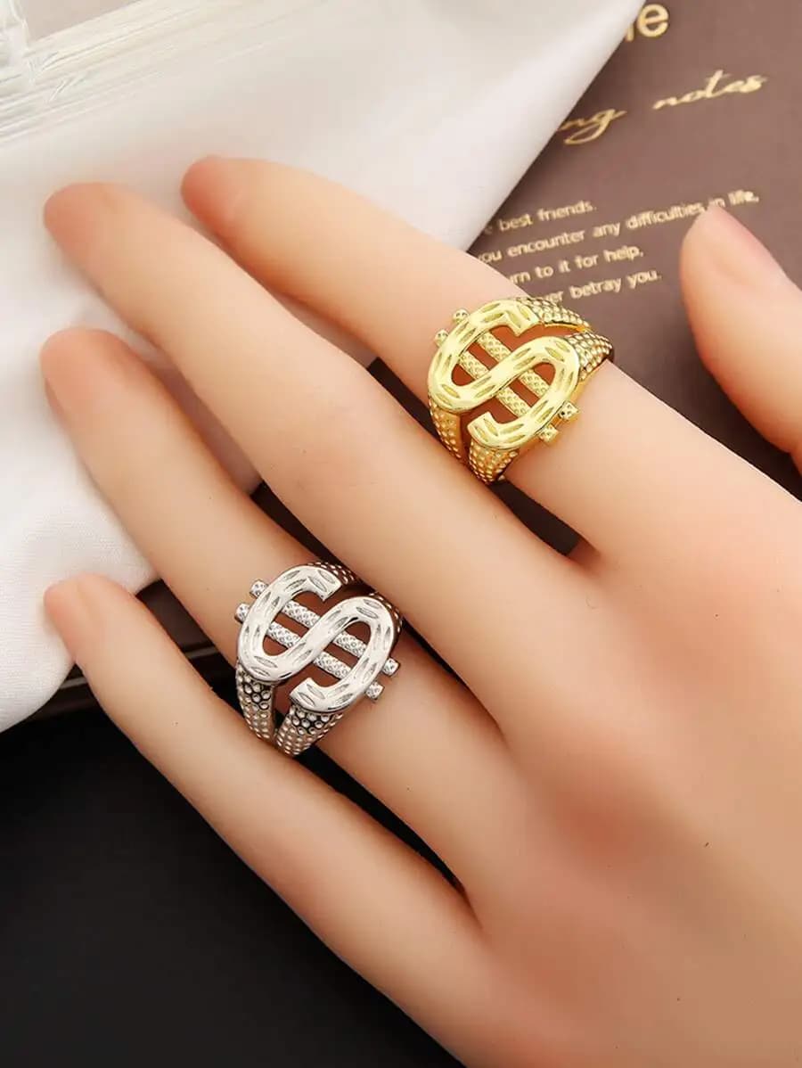Anello regolabile con motivo geometrico color oro per uomo e donna