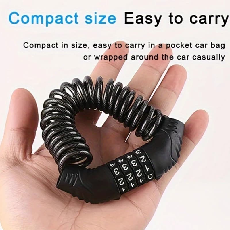 Bicycle lock Chain with wire rope Lock with 4-digit password bag lock with anti-theft password for mountain bike helmet lock