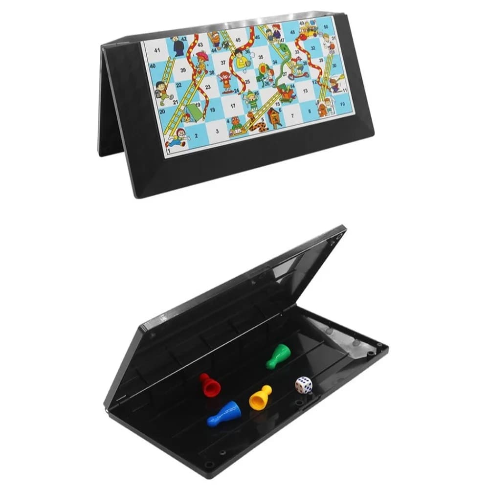 Set da gioco Ludo pieghevole classico Gioco di strategia di interazione unisex per genitori Set di scacchi di serpenti Gioco da tavolo per adolescenti