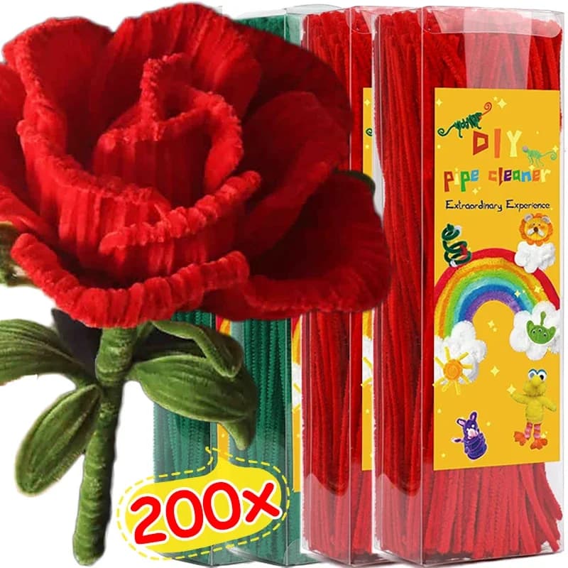 200/10pcs FAI DA TE Peluche Tinsel Stelo Wired Twist Stick Colorato Ciniglia Steli Tubo Cleaner Striscia di Capelli Per Bambini Fatti A Mano giocattoli educativi