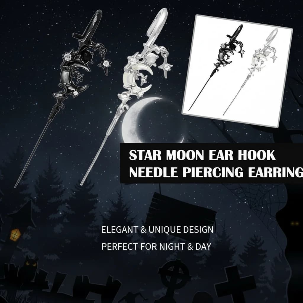 Set di Orecchini alla Moda con Stelle e Lune Scintillanti, Gioielli con Gancio Avvolgente per Donne Eleganti