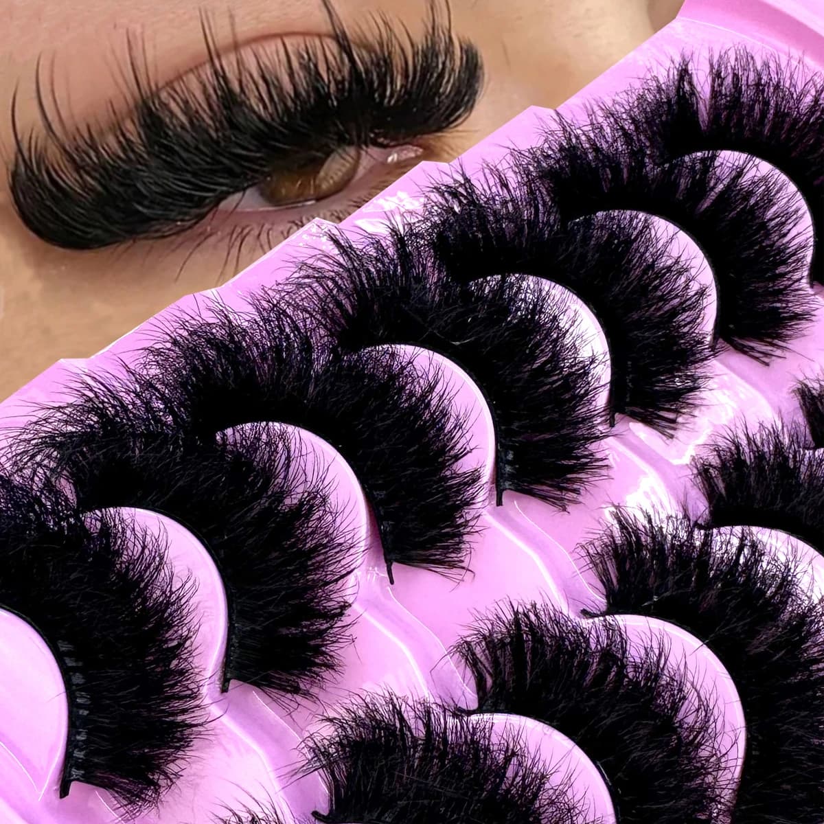 7 Paia di Ciglia Finte 3D in Visone Sintetico, Naturali e Voluminose, Lunghe e Soffici, per un Trucco Drammatico degli Occhi
