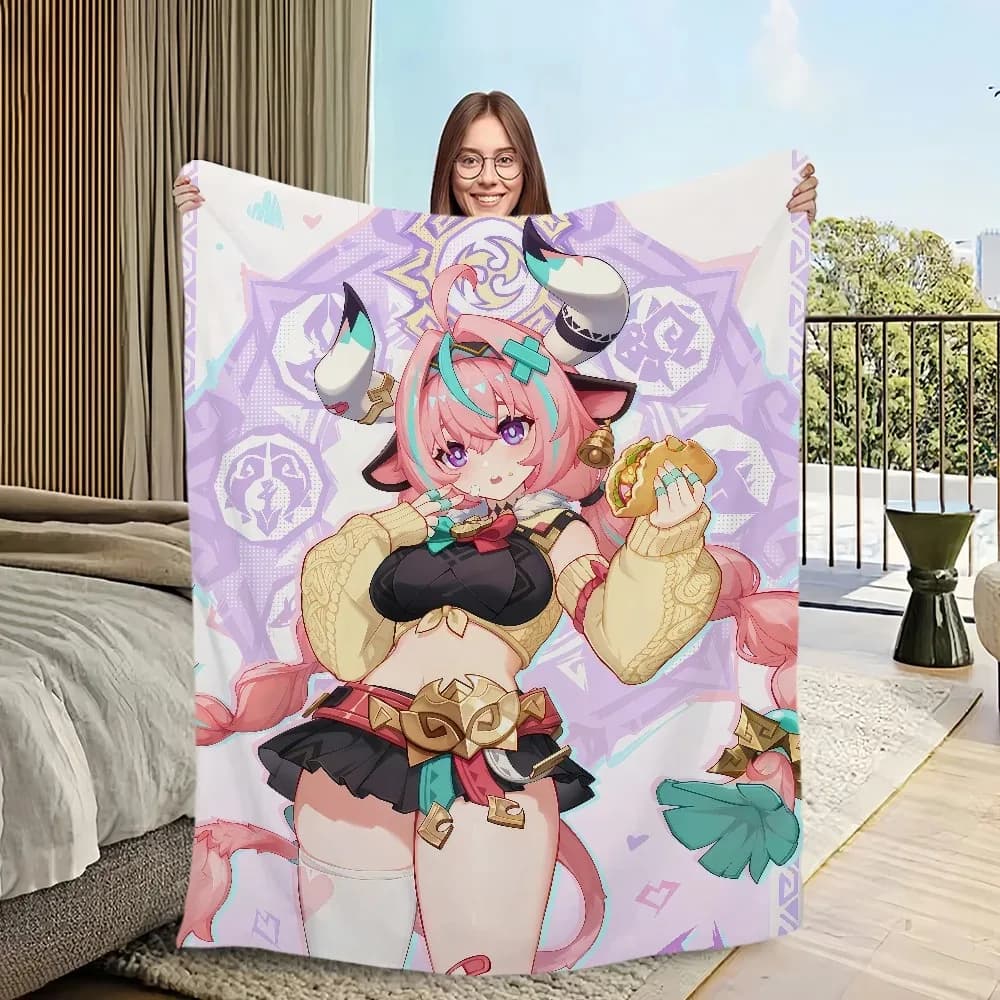 Gioco Anime Genshin Varesa Morbida coperta di peluche Divano Soggiorno Ufficio Camera da letto Decorazione domestica morbida e confortevole Calore invernale