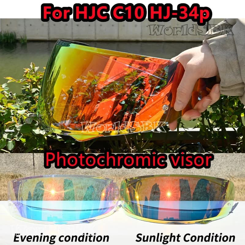 C10 Lente per visiera fotocromatica Moto Casco integrale Lente per visiera Lente di ricambio per HJC C10 HJ-34P Anti UV