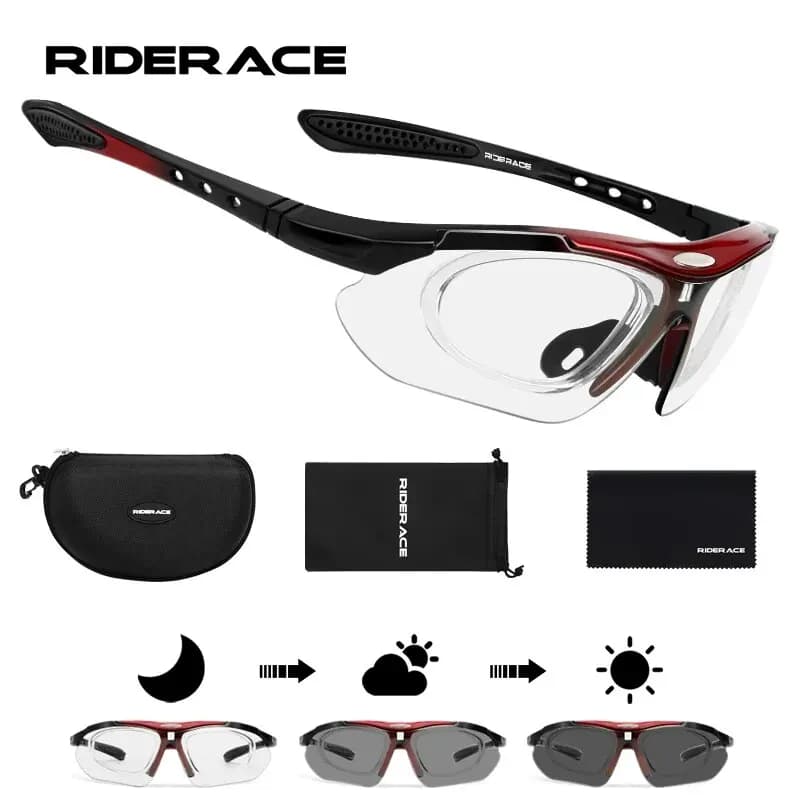 RIDERACE Occhiali da sole da ciclismo Occhiali da sole fotocromatici MTB Occhiali da mountain bike Occhiali da bicicletta da strada per ciclismo sportivo