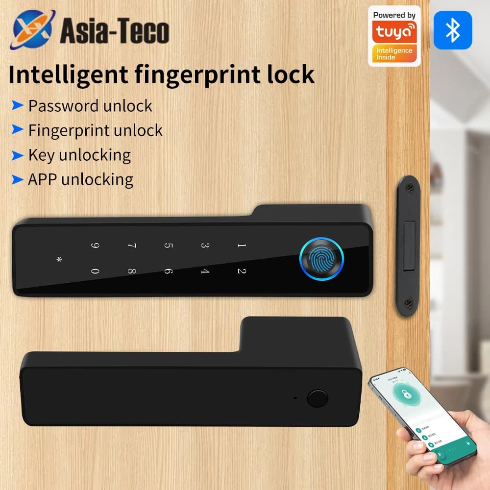 Serratura per porta silenziosa con impronta digitale elettronica minimalista App Tuya Serrature per porte mute per camera da letto Mobili meccanici Serratura di aspirazione magnetica