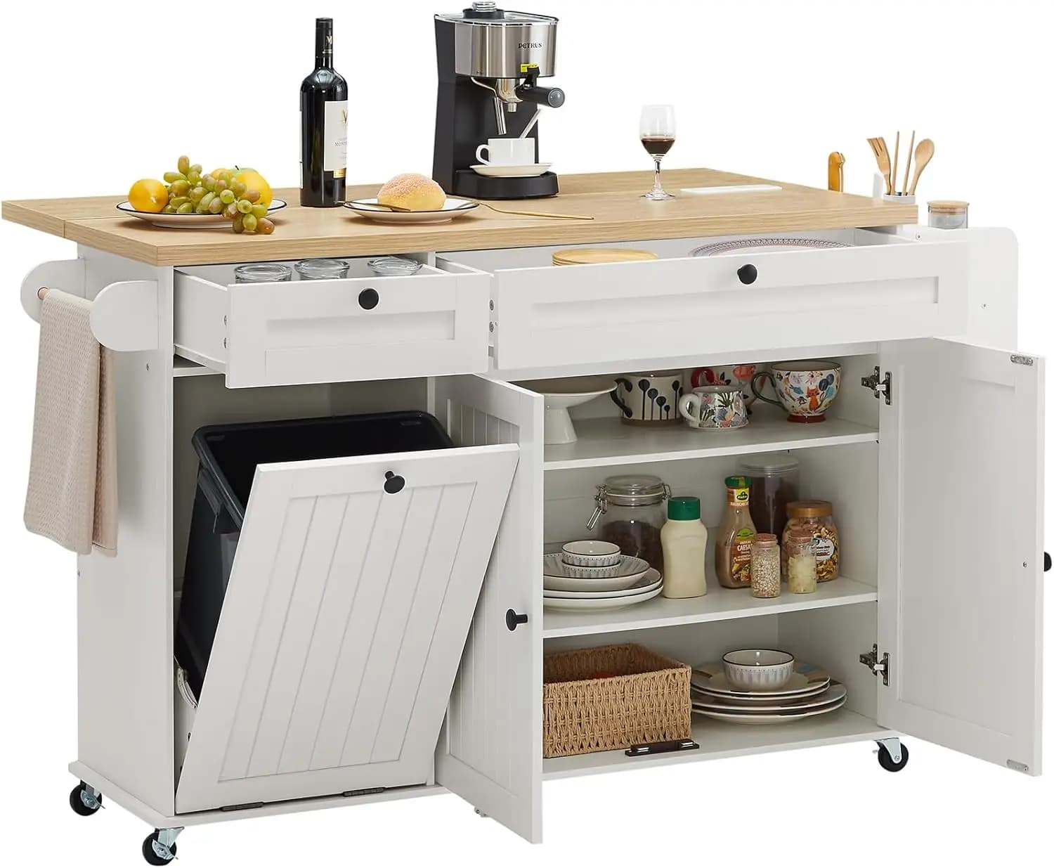 with portaspezie e portasciugamani, portacoltelli, island kitchen 60 inch with socket and fall leaves, island kitchen