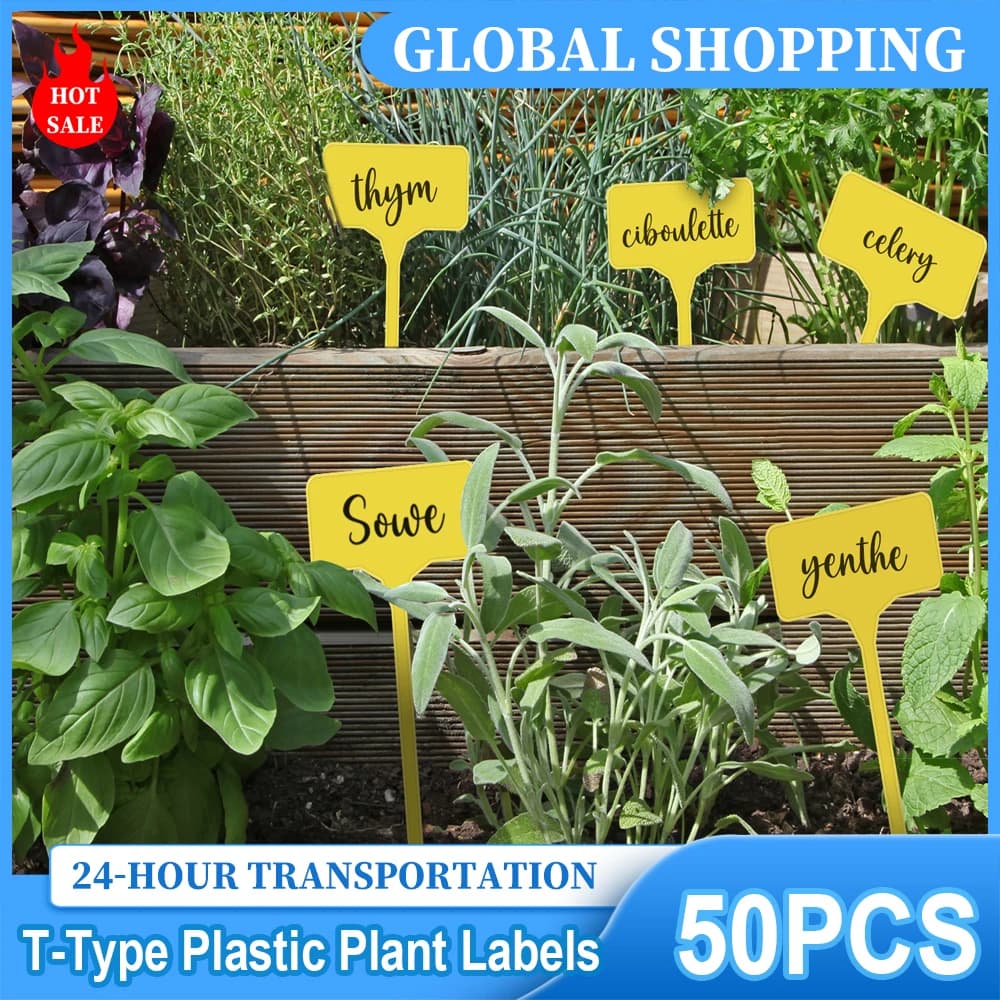 50 pezzi etichette per piante riutilizzabili da giardino etichette per cartelli impermeabili di tipo T pennarelli in plastica piastra per dischi fiori verdure picchetti in vaso