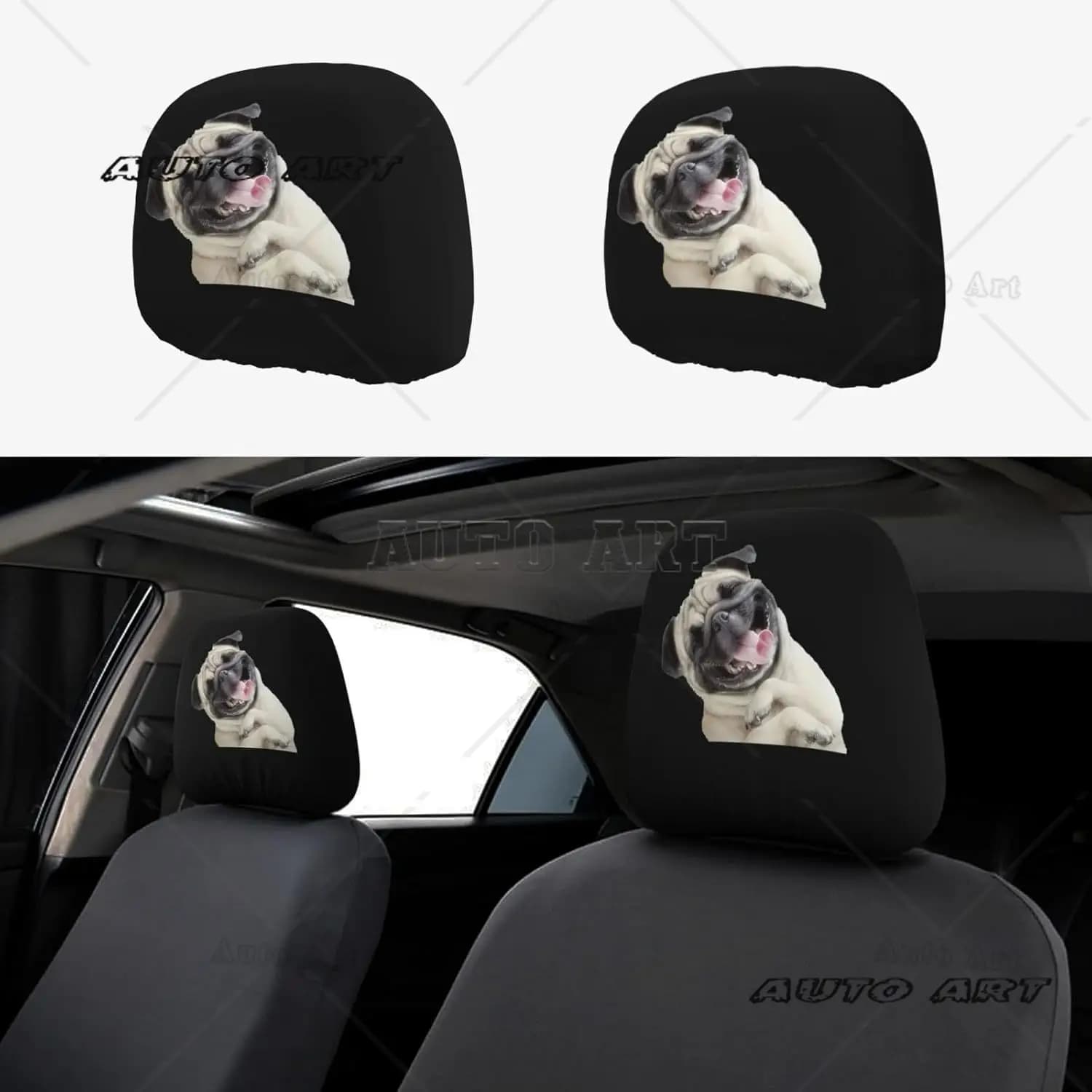 Simpatico carlino universale poggiatesta per auto copertura morbida per poggiatesta per seggiolino auto accessori protezione poggiatesta per camion auto - set di 2
