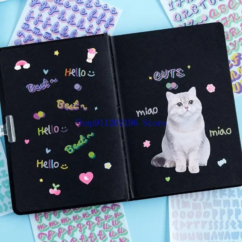 P82A Adesivo con numero lettera Adesivo per album impermeabile per agenda per notebook