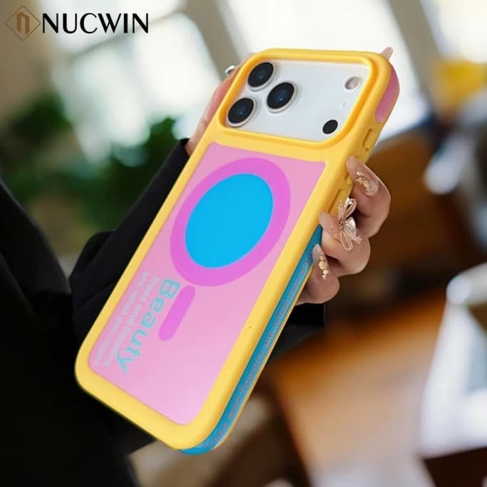 Custodia magnetica con clash di colore creativo alla moda per iPhone 17 Pro Max 16 15 14 Pro Max 13 Cover paraurti antiurto color dopamina