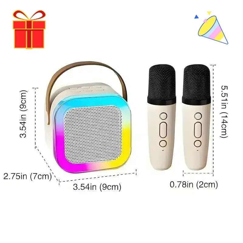 Macchina per karaoke RGB Kid-Loved con 2 microfoni wireless - KTV domestico portatile Hi-Fi Bluetooth 5.3