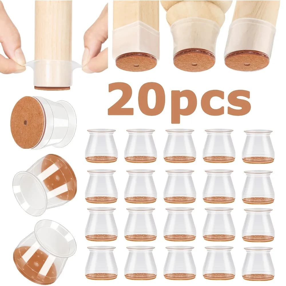 20 pezzi Tappi per gambe per sedie Piedini in silicone Cuscinetti protettivi Coperture per tavoli per mobili Calzini Tappi Copri piedini livellanti per mobili Decorazioni per la casa