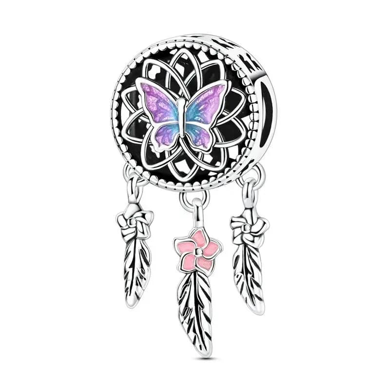 Popular 925 Sterling Silver Butterfly Dreamcatcher Charms Bead Fit Original Bracelet DIY Women Wedding Jewelry Gift