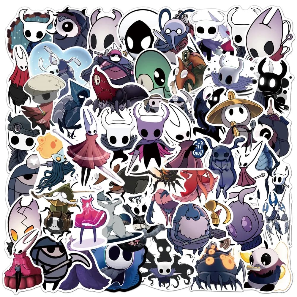 54PCS New KPOP Hollow Knight Character Adventure Game Theme Party Scooter Luggage Backpack Water Cup Cartoon Anime Stickers