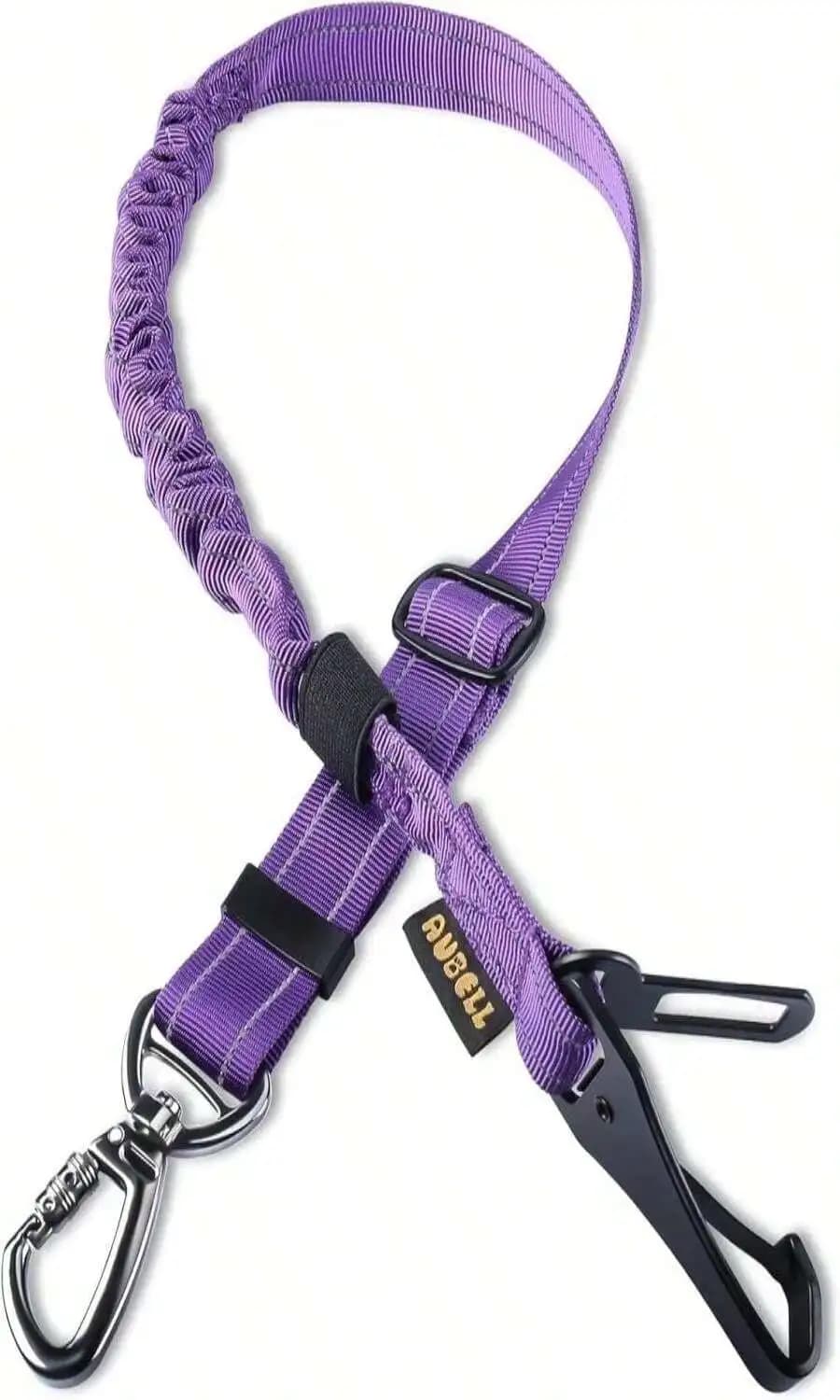 Cintura di sicurezza per cani AUBELL per auto, imbracatura per cani 3-in-1 aggiornata, regolabile, riflettente, resistente, con elastico.