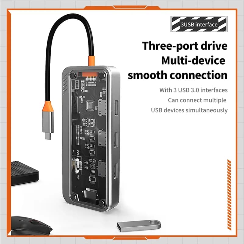 Docking station USB Type-C AY14 -10 in 1 Stazione di ricarica rapida multifunzione Docking station Gigabit