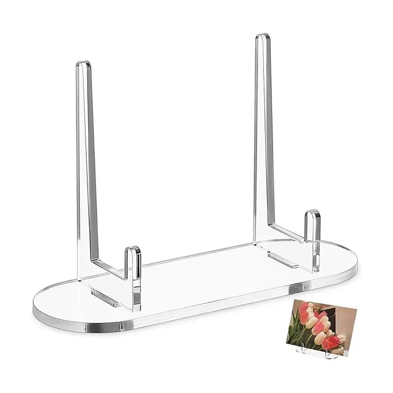 Transparent Acrylic Picture Frame Stand / Multi-Purpose Display Stand / Display Base for Plates, Photos, and Figurines