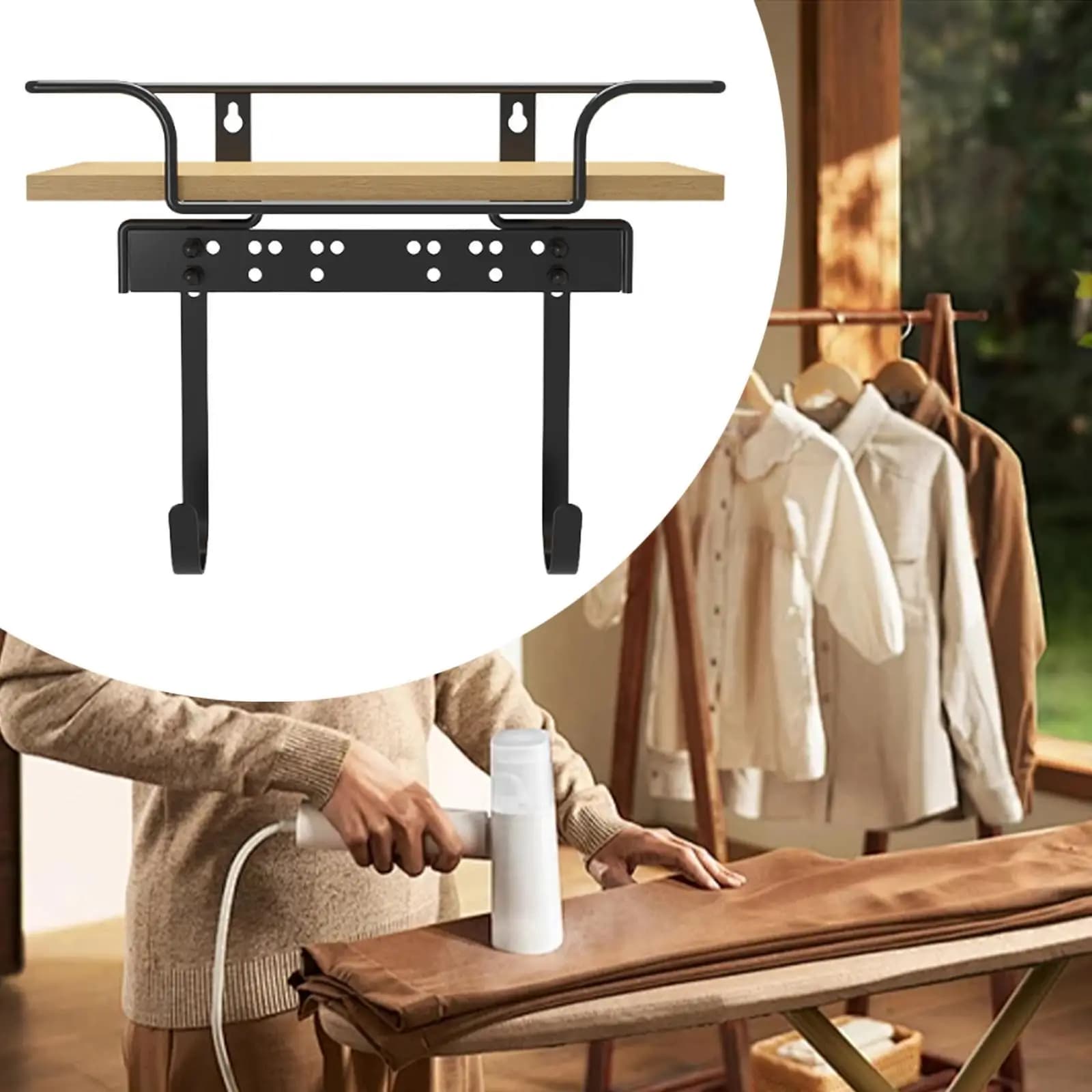 Ironing Board Rack Wall Mount Carbon Steel Organization Iron Tools Organizer Electric Iron Holder Storage Rack for Bedroom