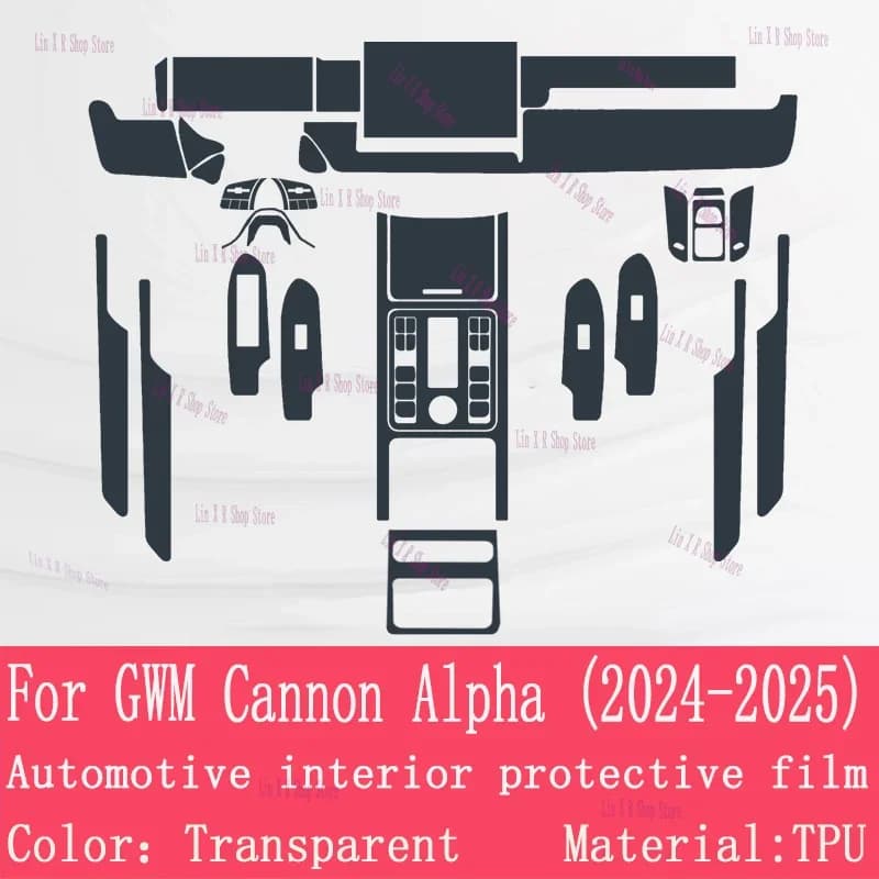 Pellicola Protettiva in TPU per Interni Auto GWM Cannon Alpha 2024-2025, Pannello Cambio e Cruscotto, Anti-Graffio, Accessori Riparazione