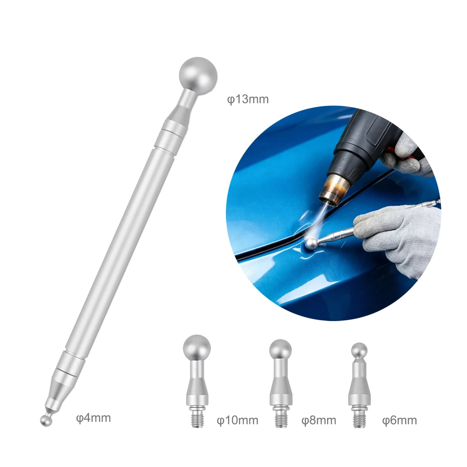 FOSHIO Automotive Film Install Stick Tool With 4/6/8/10/13mm Round Ends Window Tint Car Wrapping Vinyl Edge Curves Slot Squeegee