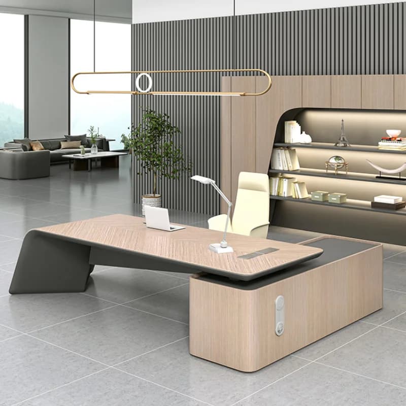 Scrivania Multifunzionale Moderna e Minimalista, Organizzatore Professionale per Computer in Legno Massello, Mobili da Studio Minimalisti