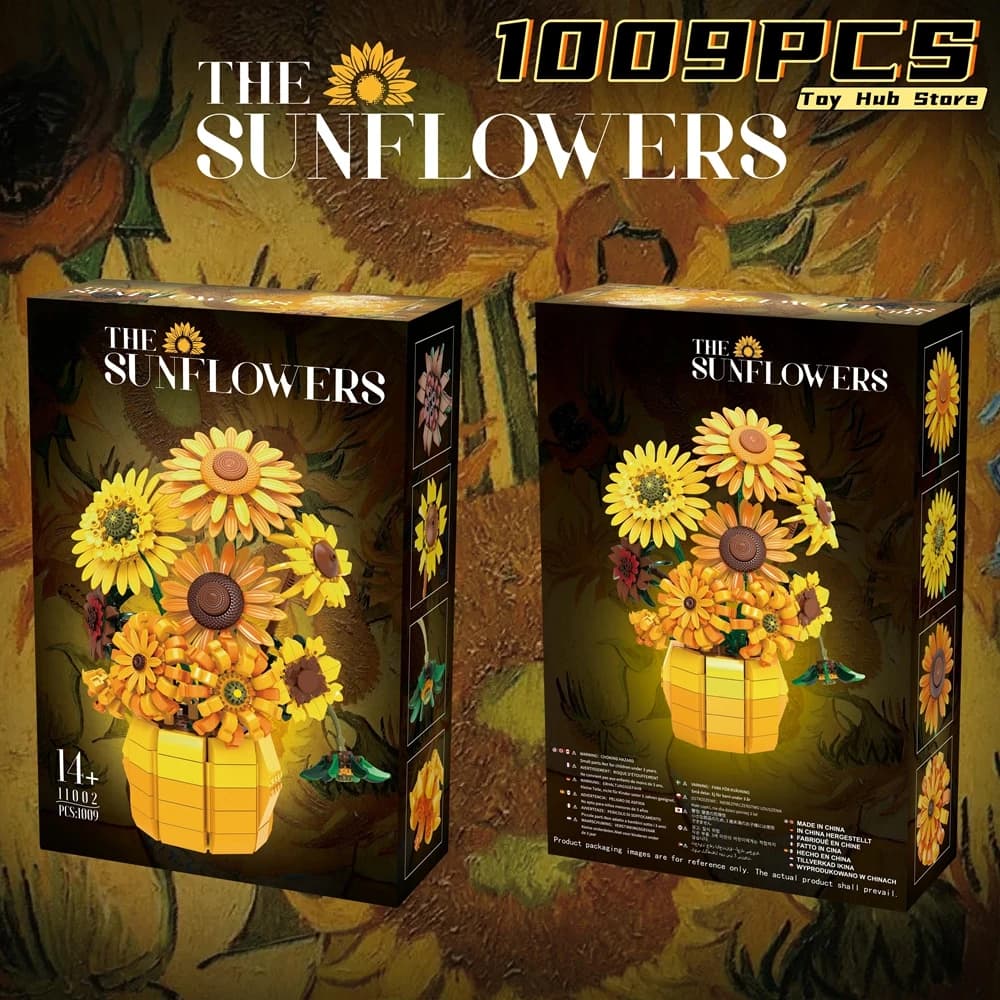 Moc Girasole Bouquet di fiori Vaso Modello Mattoni Set Idea Decorazione della casa Blocchi di costruzione per bambini Giocattoli educativi Regali di festa