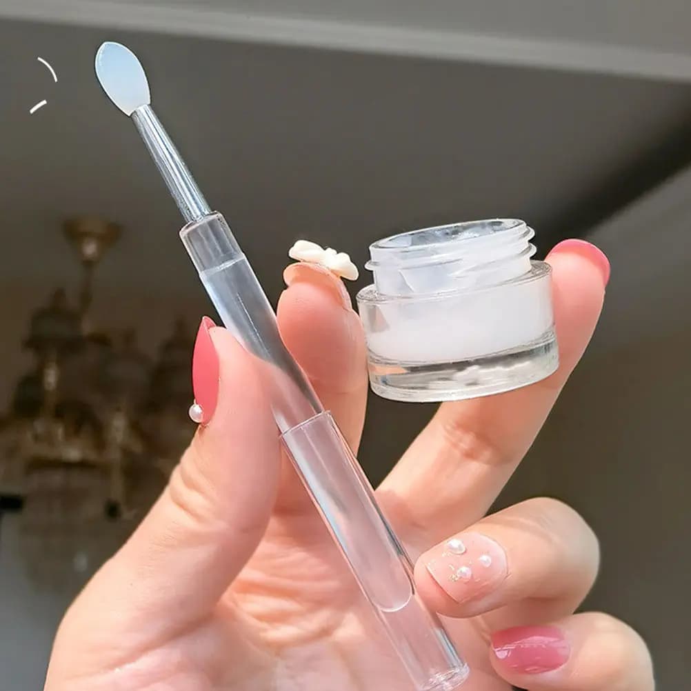 Set of 6 Labbra Silicone Brushes, Lipstick Applyers, Lip Mask Brushes, Umbrella Applicators, Cleaning Facili, Makeup Tools with Women's Cover