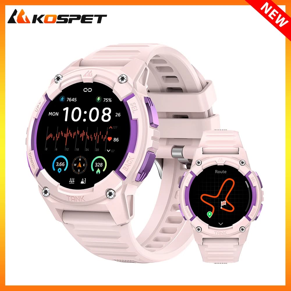 KOSPET TANK S2 GPS Orologi intelligenti per le donne Altimetro Barometro Bussola Chiamata Bluetooth AMOLED IP69K Smartwatch digitale impermeabile