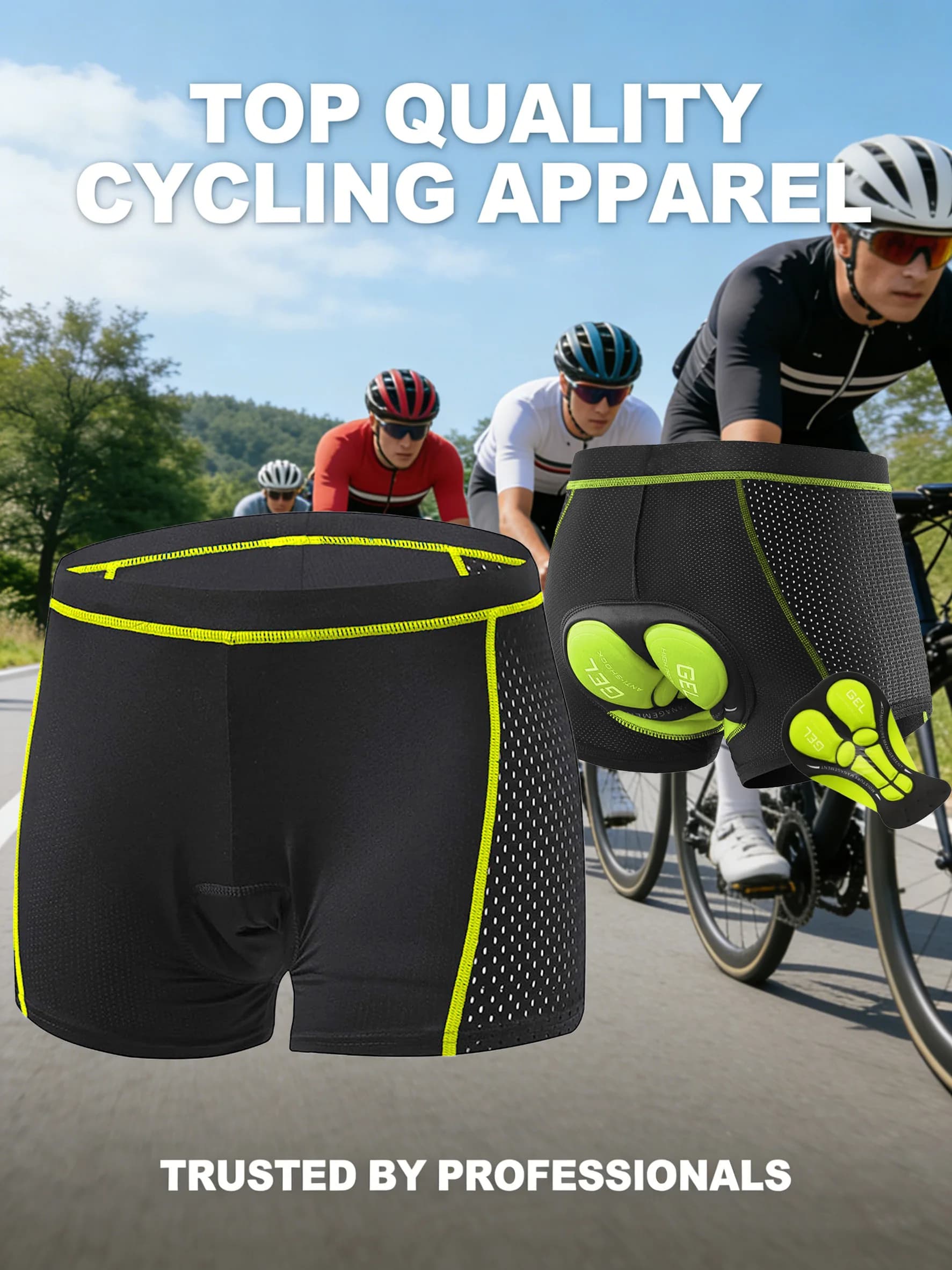 Pantaloncini da ciclismo da uomo con imbottitura in silicone spessa per l'estate e per il Tour de France
