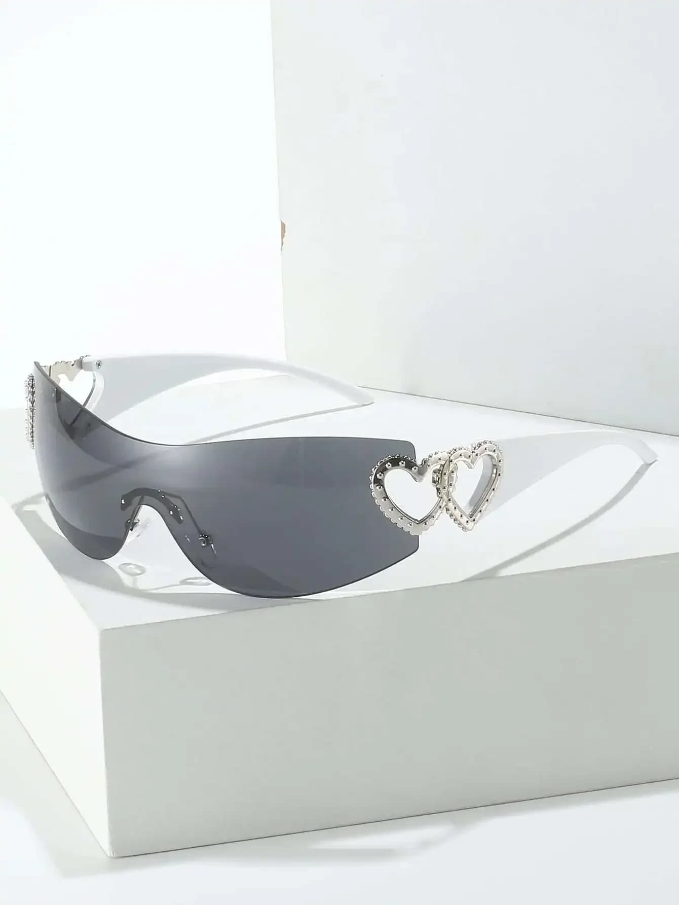 1 Pc Plastic Frameless Wraparound Fashion Decorative Glasses For Summer Beach Vacation,Outdoor,Travel Preppy Style For Back To School