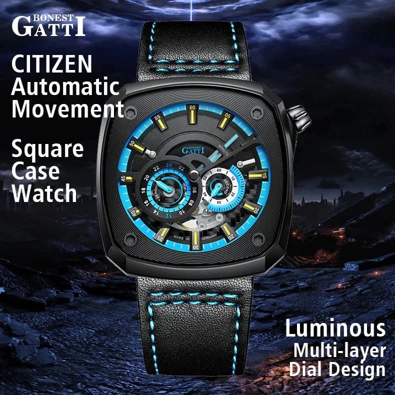 BONEST GATTI 2025 New Men Watch Automatic Luxury Watches Polso Fashion Mechanical Watch 50M Waterproof Sapphire Luminous Skeleton