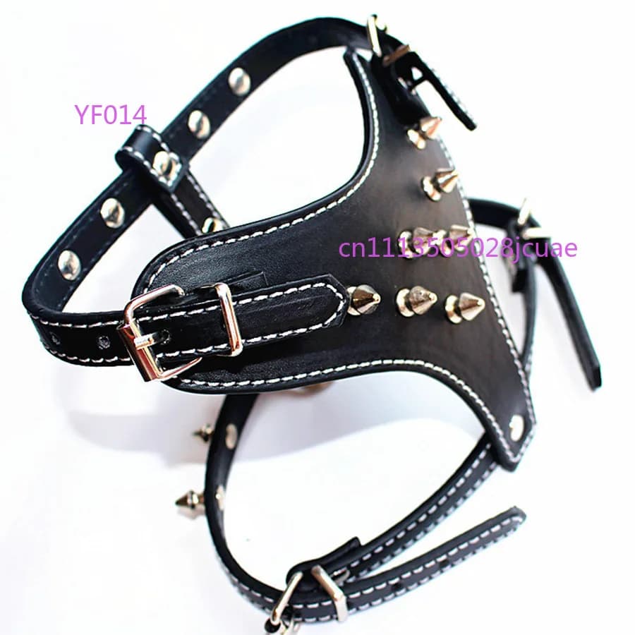 Collare per Cani in Pelle PU Stile Punk con Borchie, Pettorina Anti-Morso Regolabile per Passeggiate all'Aperto, Accessori per Cani