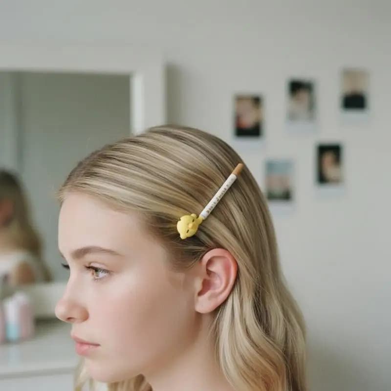 Fermagli per capelli a becco d'anatra a tema cartone animato per bambine, design creativo con pulcino giallo e orsetto rosa, accessorio perfetto per la scuola ed eventi