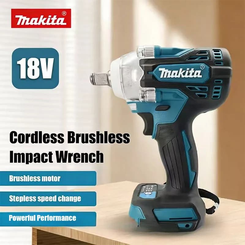 Makita DTW300 18V Wireless brushless impulse screwdriver, set of electric tools, 330 Nm torque, for car repairs, lithium battery, high torque dynamometric key