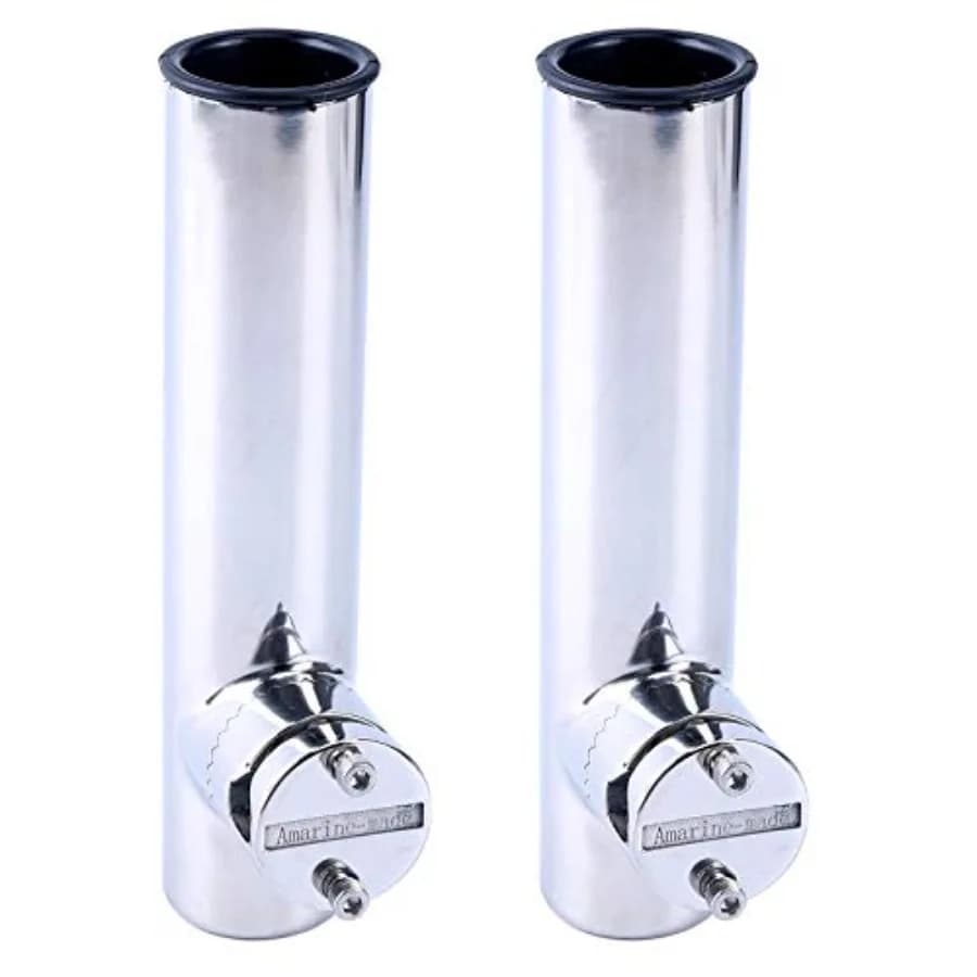 2 Pezzi Supporto per Canna da Pesca in Acciaio Inox con Morsetto per Ringhiere da 7/8" a 1" - Morsetto Inferiore - 7744sn-1