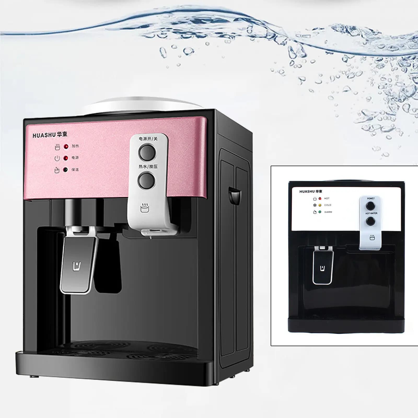 Distributore di acqua da banco con caricamento dall'alto da 5 galloni Macchina per bere acqua calda e fredda in oro rosa/bianco per la casa