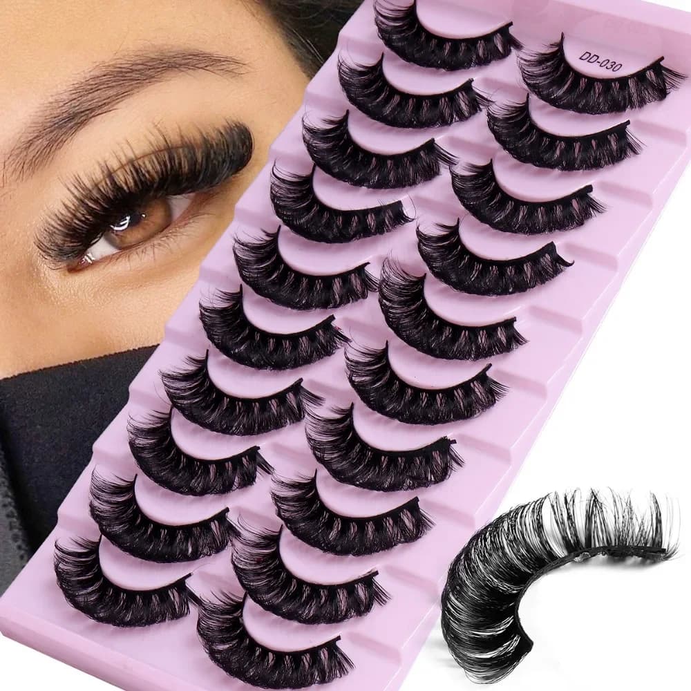 10 pairs of hard striped eyelashes DD Curl Lashes 3D eyelashes reusable soft lashes fake Russian extensions
