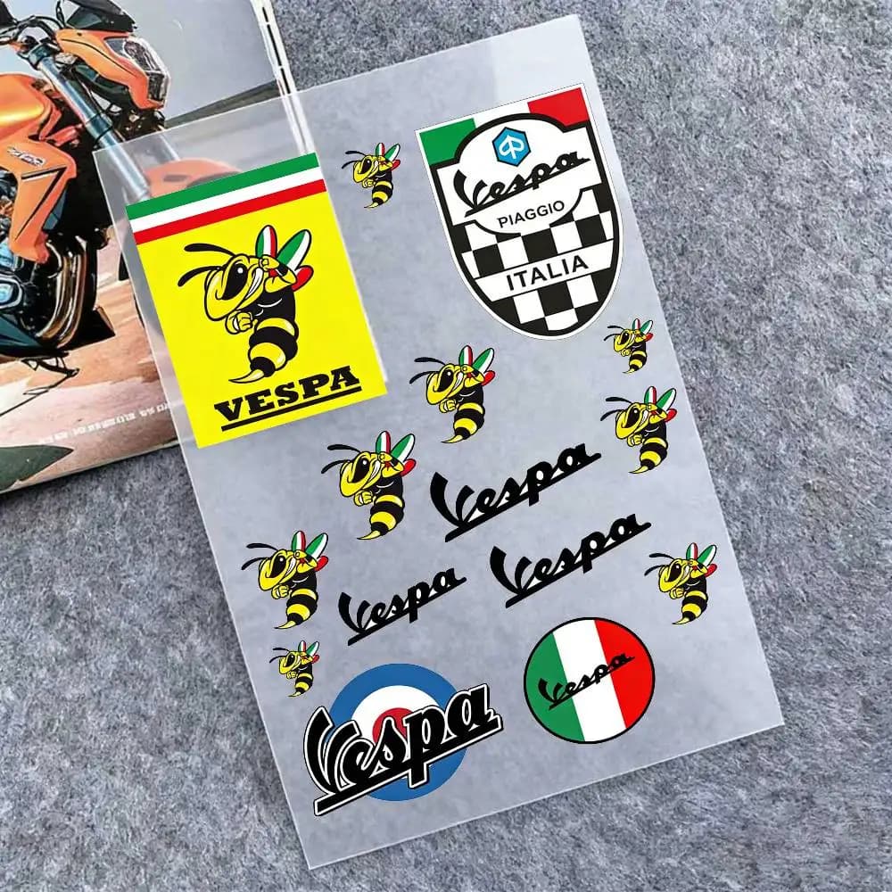Adesivi Riflettenti Impermeabili per Moto VESPA, Decalcomanie per Casco, Serbatoio Carburante, Cassetta degli Attrezzi, Racing