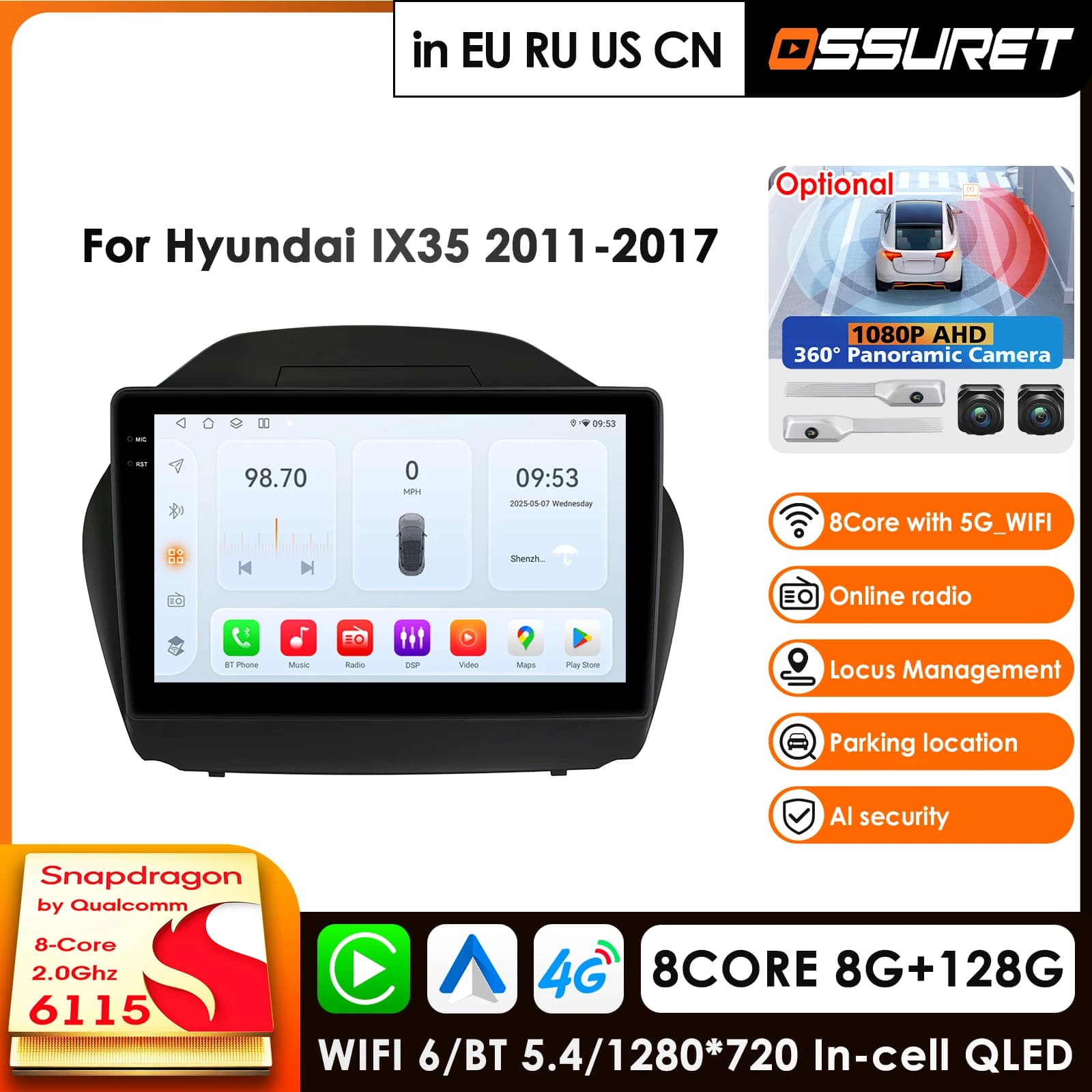 Sistemi intelligenti per auto Carplay 4G DSP 2din Android Autoradio Lettore video multimediale GPS per Hyundai Tucson 2 LM IX35 2009-2015