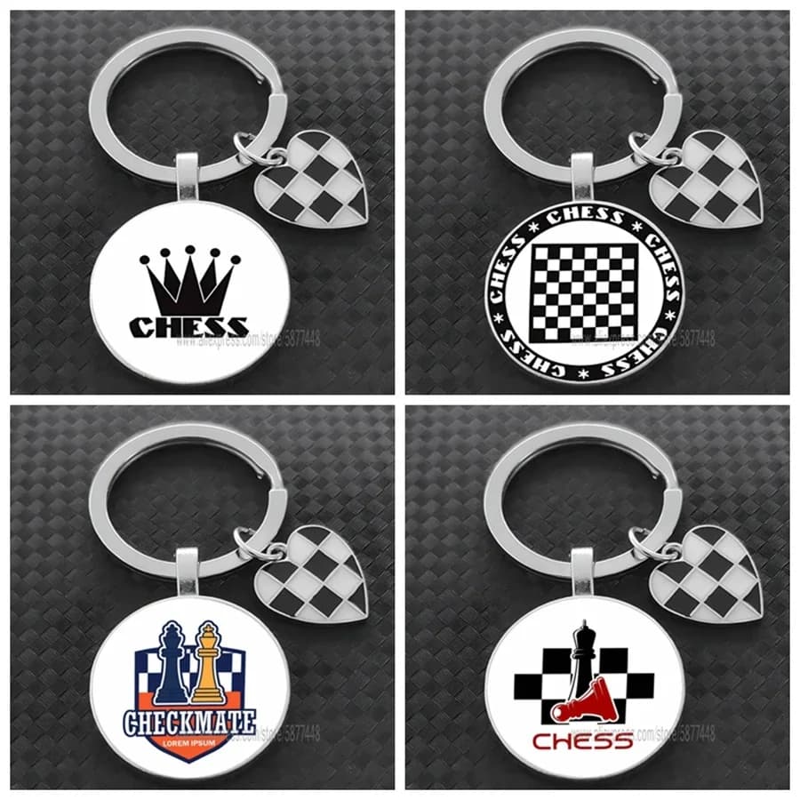 Nuovo arrivo scacchi Logo portachiavi scacchi concorrenza Club Souvenir Boutique portachiavi in vetro da uomo e da donna regalo