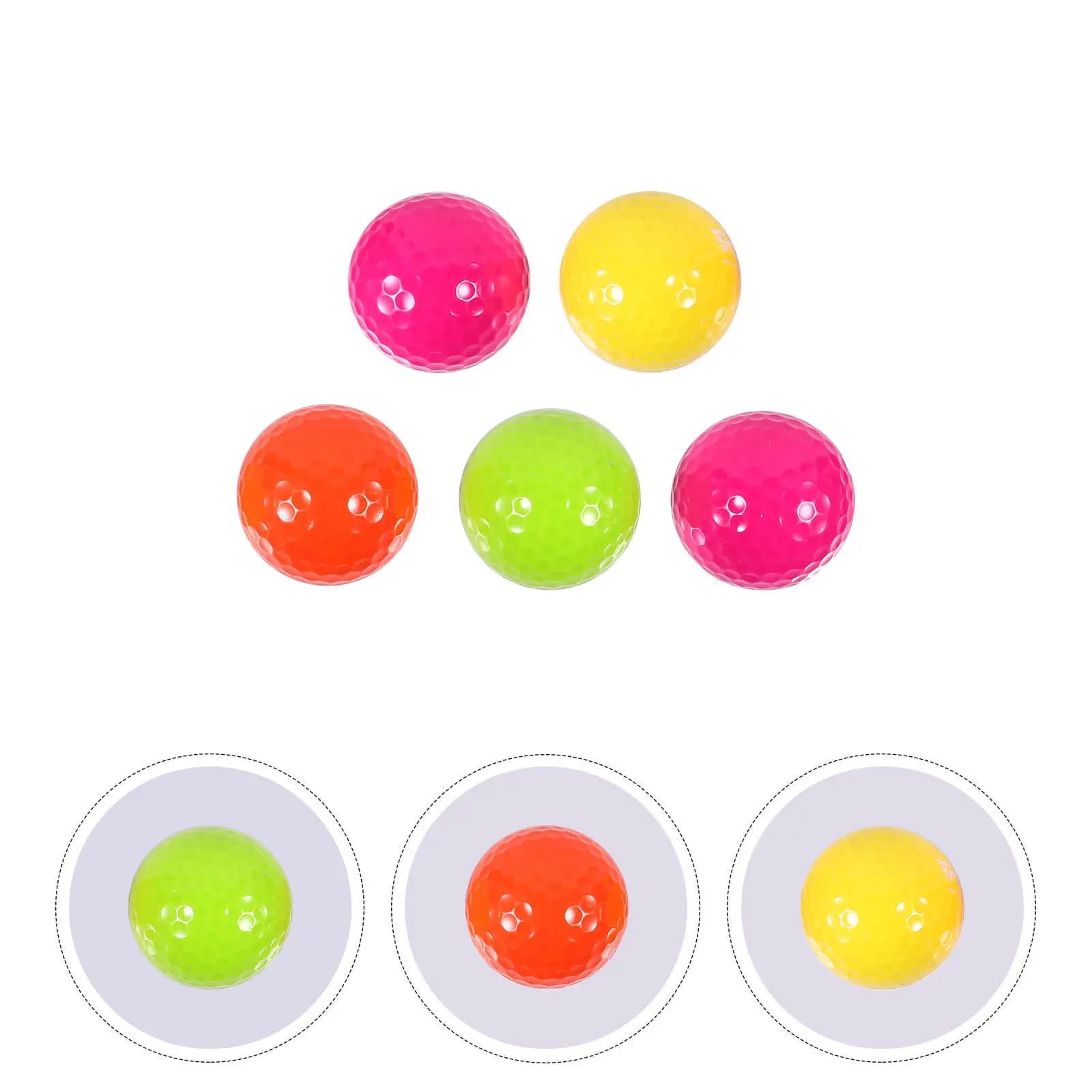 5 palline da golf colorate arcobaleno, in gomma sintetica morbida, diametro 4 cm, leggere, per allenamento, adatte ai principianti
