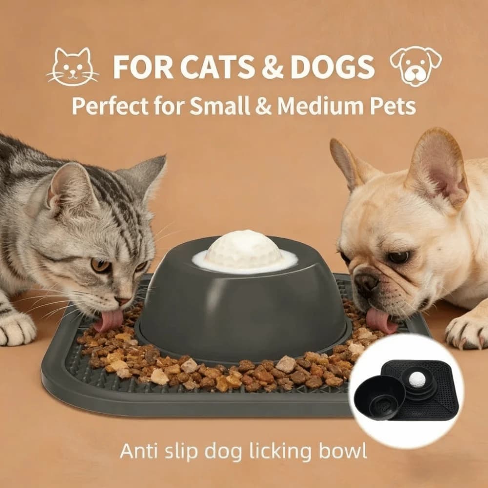 Silicone Pet Lick Bowl Non-Slip Promotes Dental Health Dog Slow-speed Bowl Self-Soothing Interactive Liquid Food Bowl