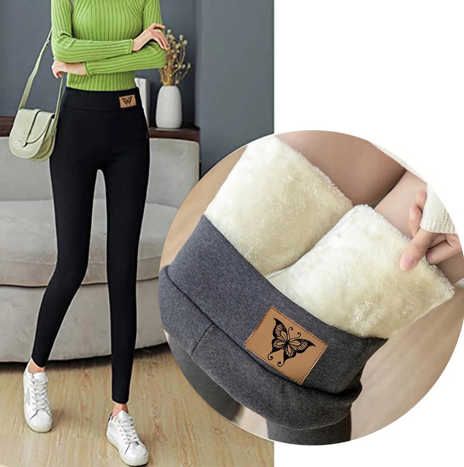 Leggings elasticizzati in velluto invernale da donna Plus Leggings caldi addensati elastici a vita alta Pantaloni leggings invernali spessi casual da donna