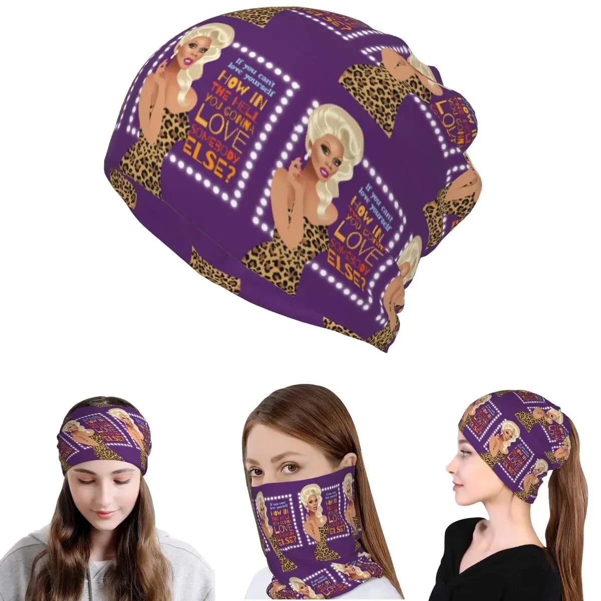 Drag Queen Royalty RuPaul's Drag Race Rupaul RPDR Bandana Neck Cover Wrap Scarf Warm Cycling Scarf Beanies Hat for Men Women