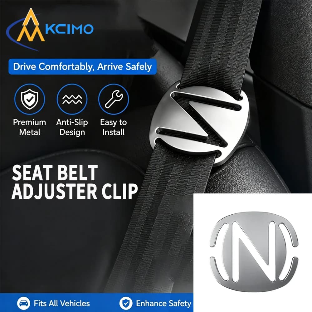 Universal Car Seat Belt Adjuster Clip Premium Metal Safety Buckle Anti-Slip Seatbelt Positioner for Shoulder Neck Comfort